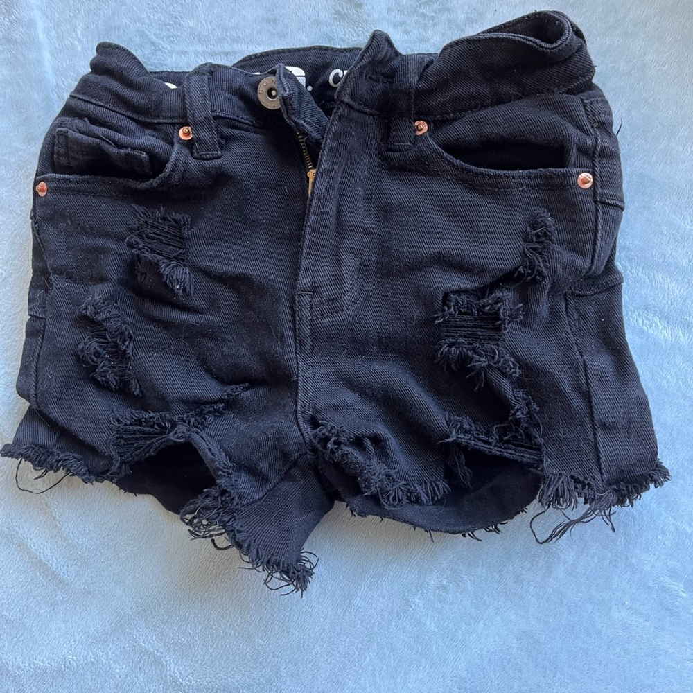 S.O.N.G black denim jean shorts